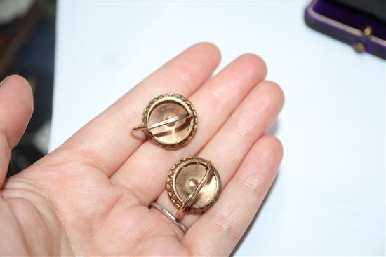 A pair of early 20th century old rose cut diamond and yellow metal target earrings, 20mm.